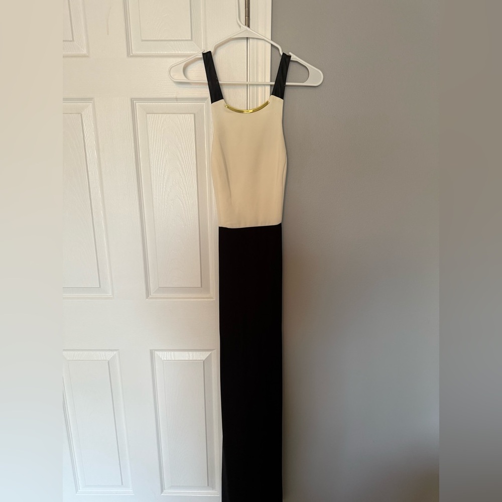 Express Elegant Black and Cream Maxi Dress